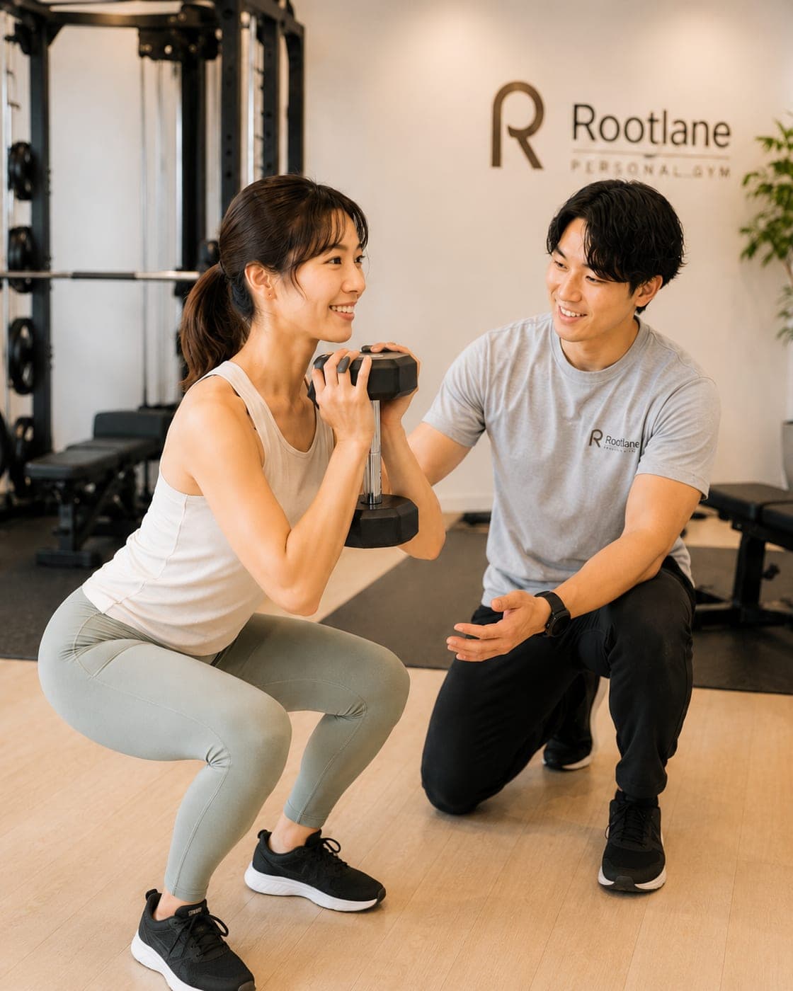 トレーナーがフォームを確認する様子
